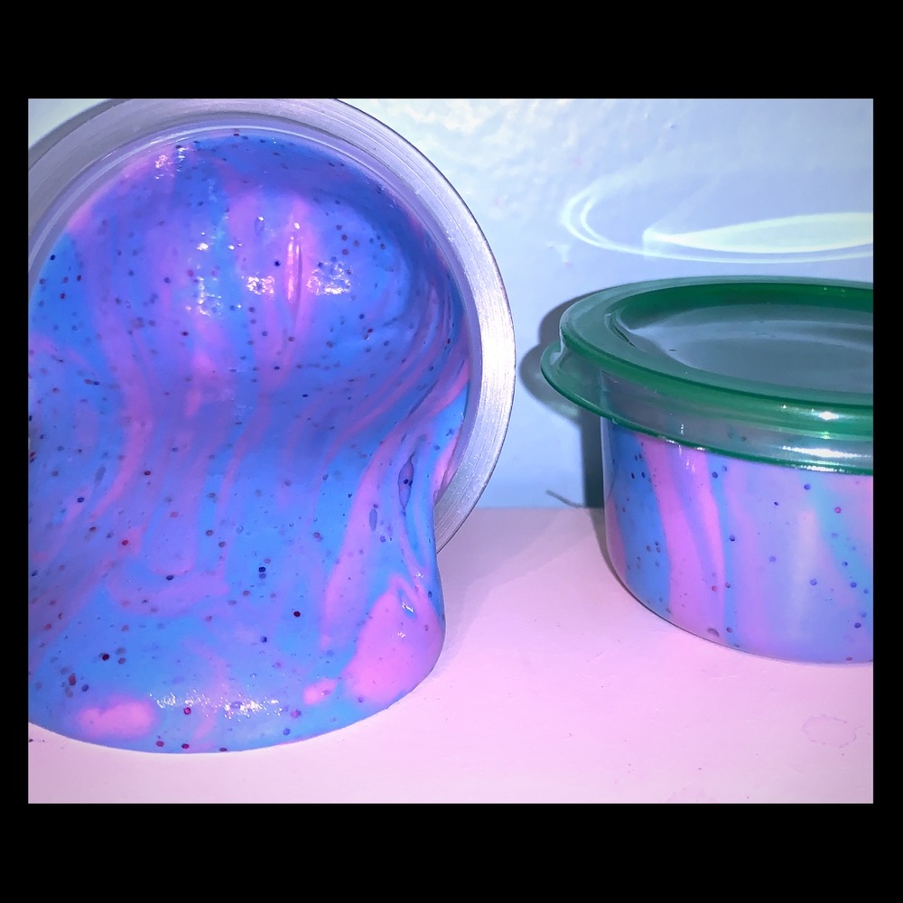 Cotton candy swirl slime 🍭 🍬 🌈